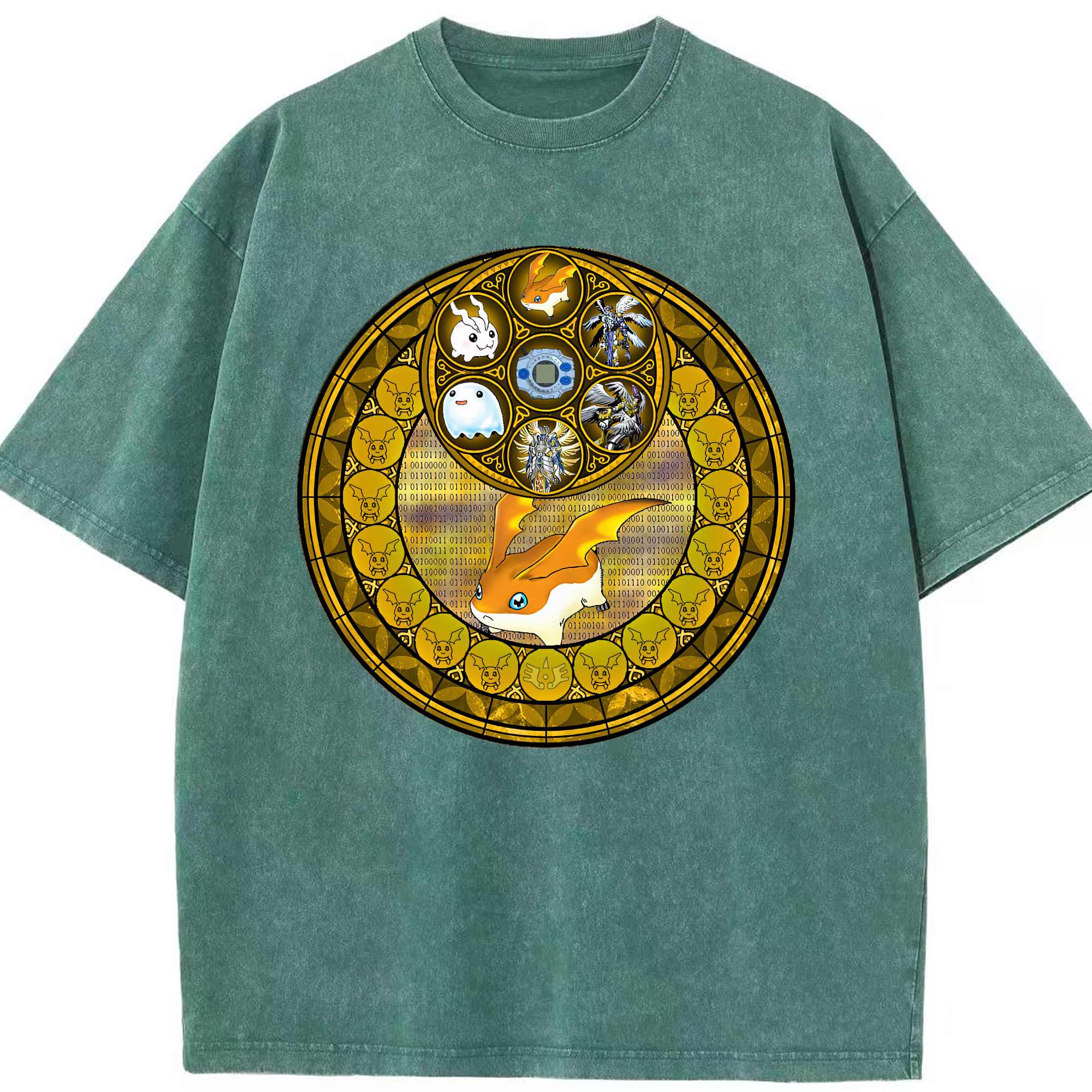 （画像用） Digimon デジタルモンスター/デジモン 綿100% ヴィンテージ風 半袖Tシャツ（フロントプリント）
